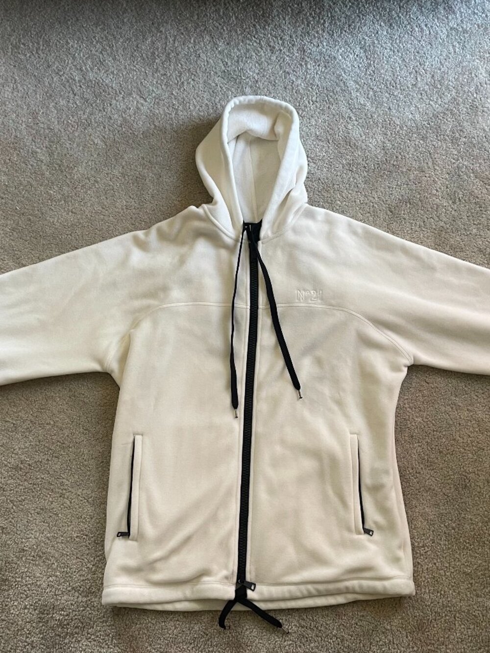 N°21 Numero Ventuno Fleece Zip Hoodie Ivory Men's M NWT Made Italy